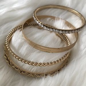 Stacking Bangle Bracelets Set of 4 Gold tone